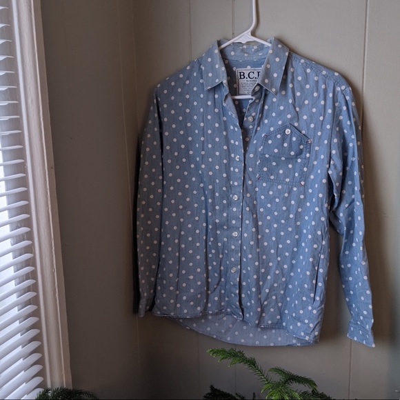 Vintage Polka Dot Chambray Button Down - Picture 1 of 5
